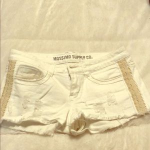 White Jean shorts with detail on sides